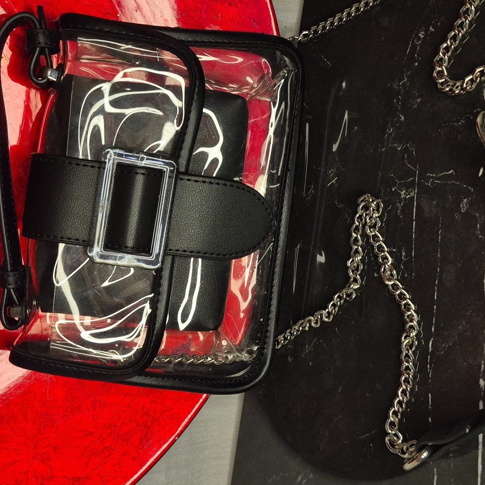 P25- Transparent Black Crossbody Bag